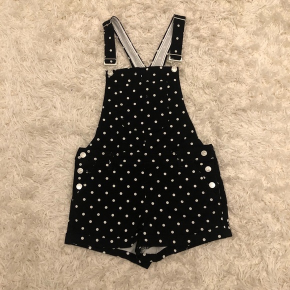 Forever 21 Pants - B&W Polka Dot Overalls